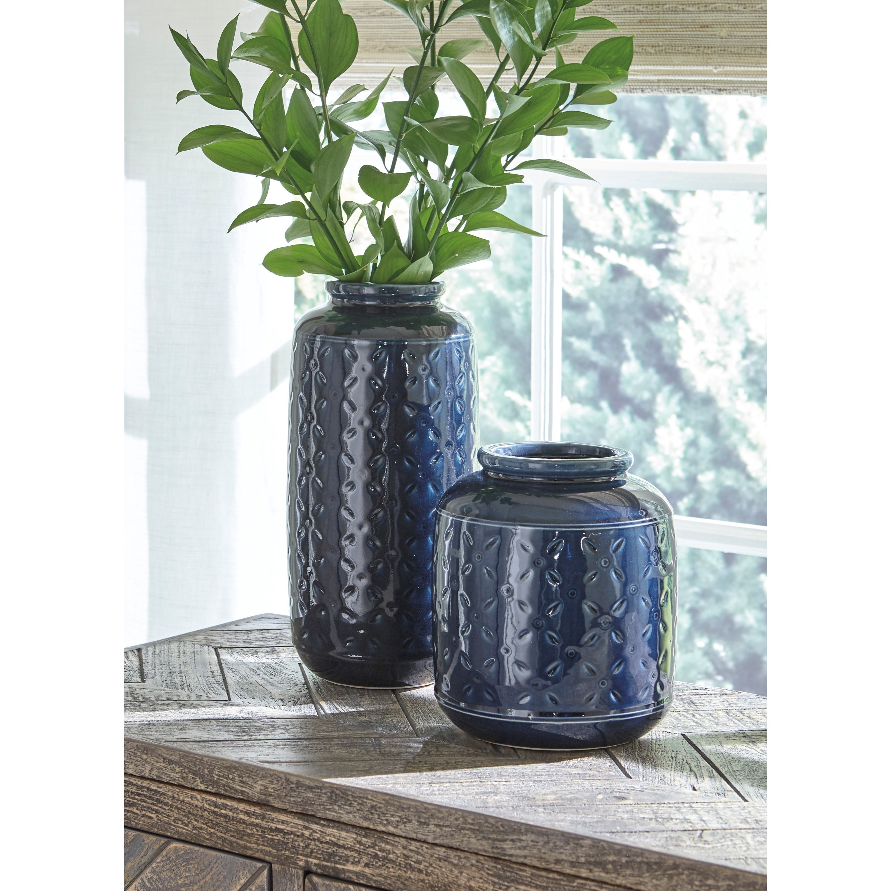 Ashley Signature Design Accents Marenda Navy Blue Vase Set Rooms and